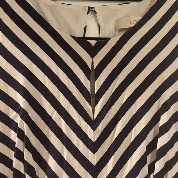 LOFT Knee Length Navy and White Dress - Picture 2 of 5